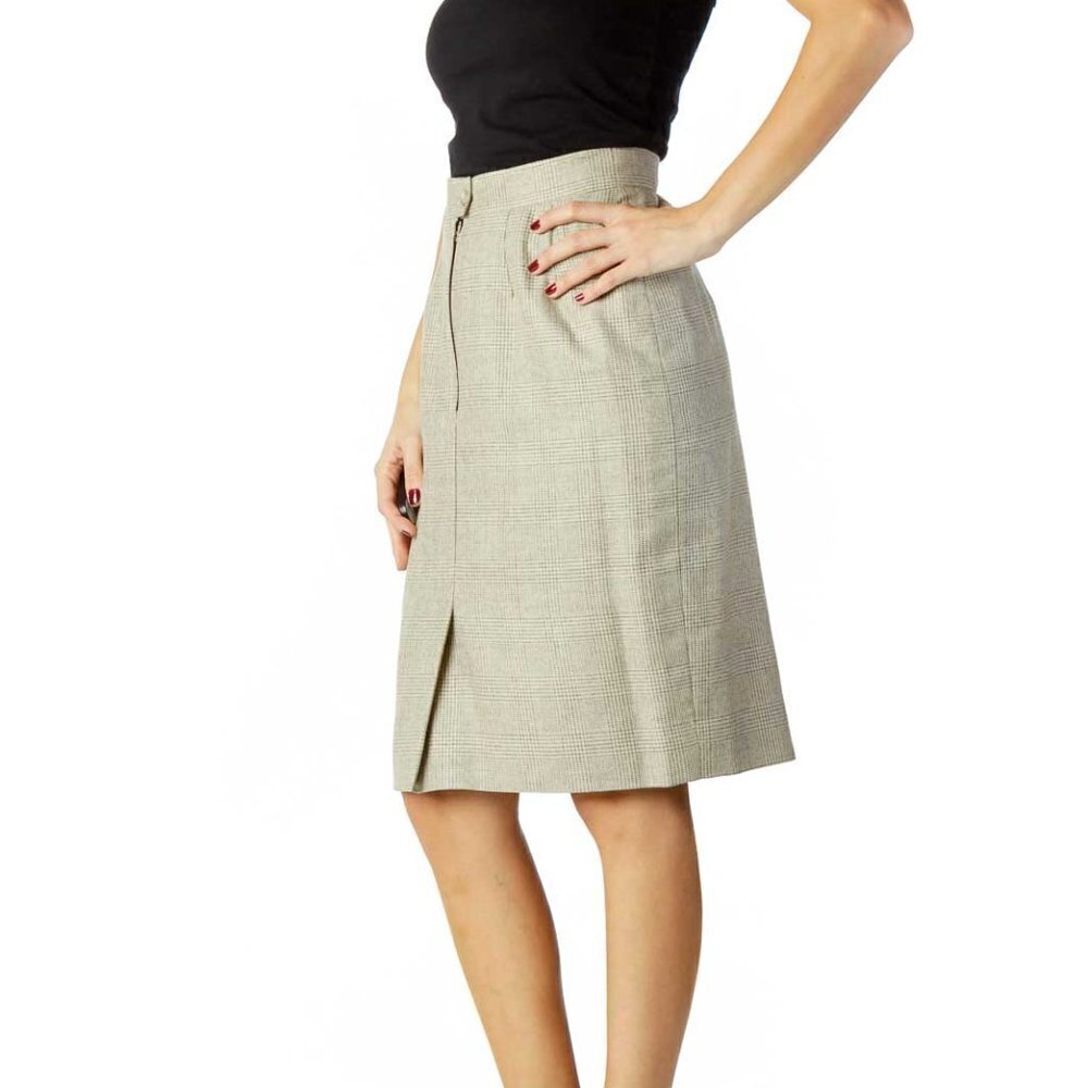 Brooks Brothers Gray Beige Houndstooth Pencil Skirt - Picture 3 of 5